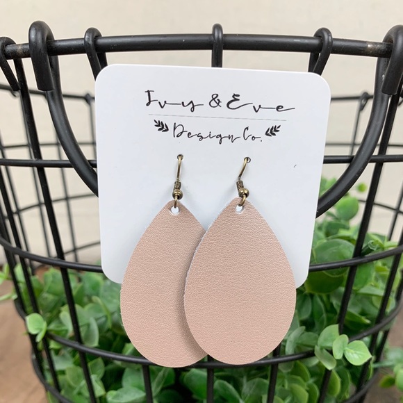 Genuine Leather Rose Gold Earrings - Picture 2 of 2